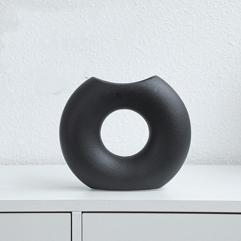 Nordic Style Simple Ceramic Vase Semicircle Creative Flower Device