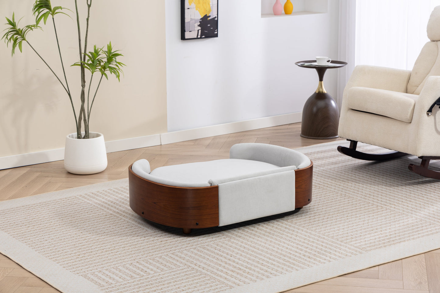 Scandinavian Style Elevated Dog Bed Pet Sofa with Solid Wood Legs and