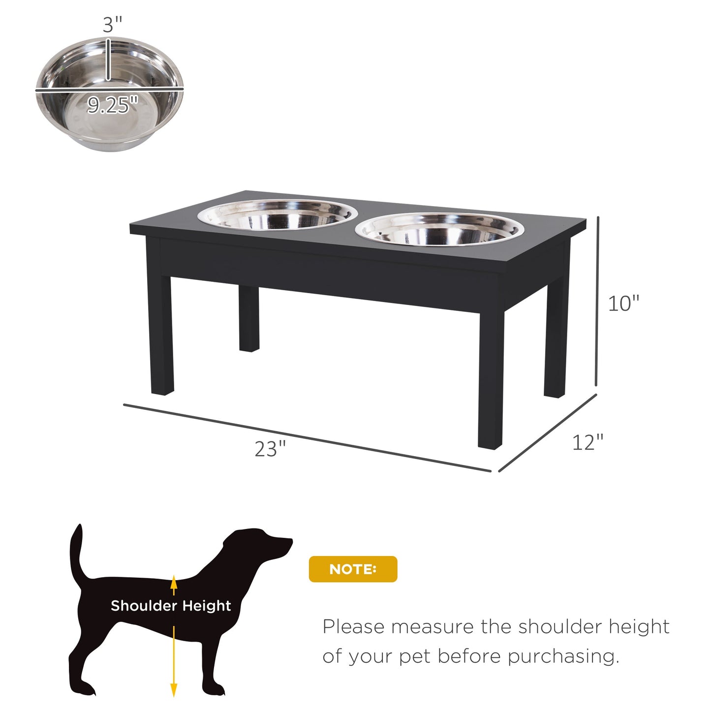 23" Wooden Heavy Duty Dog Food Bowls Pet Elevated Feeding Station