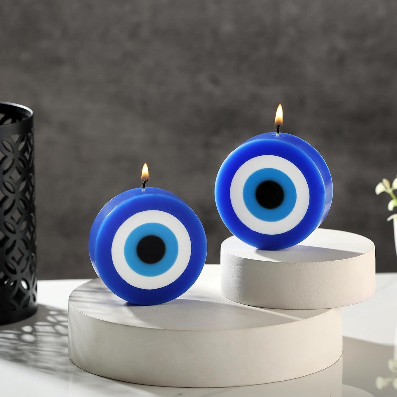 Blue Evil Eye Decorative Candle Set of 2